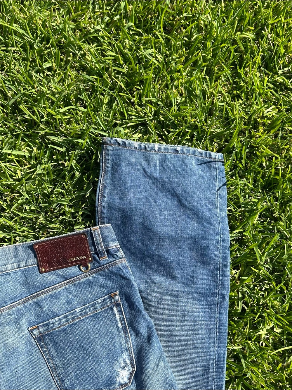 Prada Designer Luxury Blue Straight-Leg Classic Jeans Size 33 - Picture 9 of 10